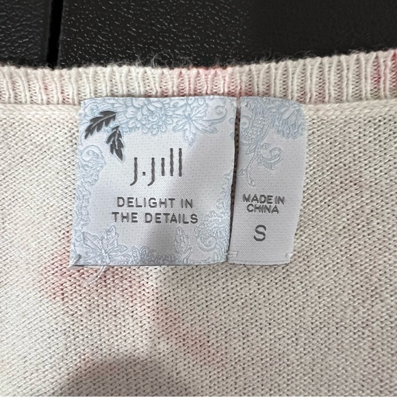 J. Jill Watercolor Floral Quarter Sleeve Cardigan Size S - Picture 5 of 8